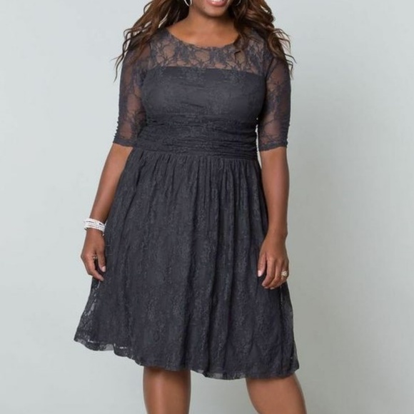 Kiyonna Dresses & Skirts - Sexy Grey Lace Dress 1X